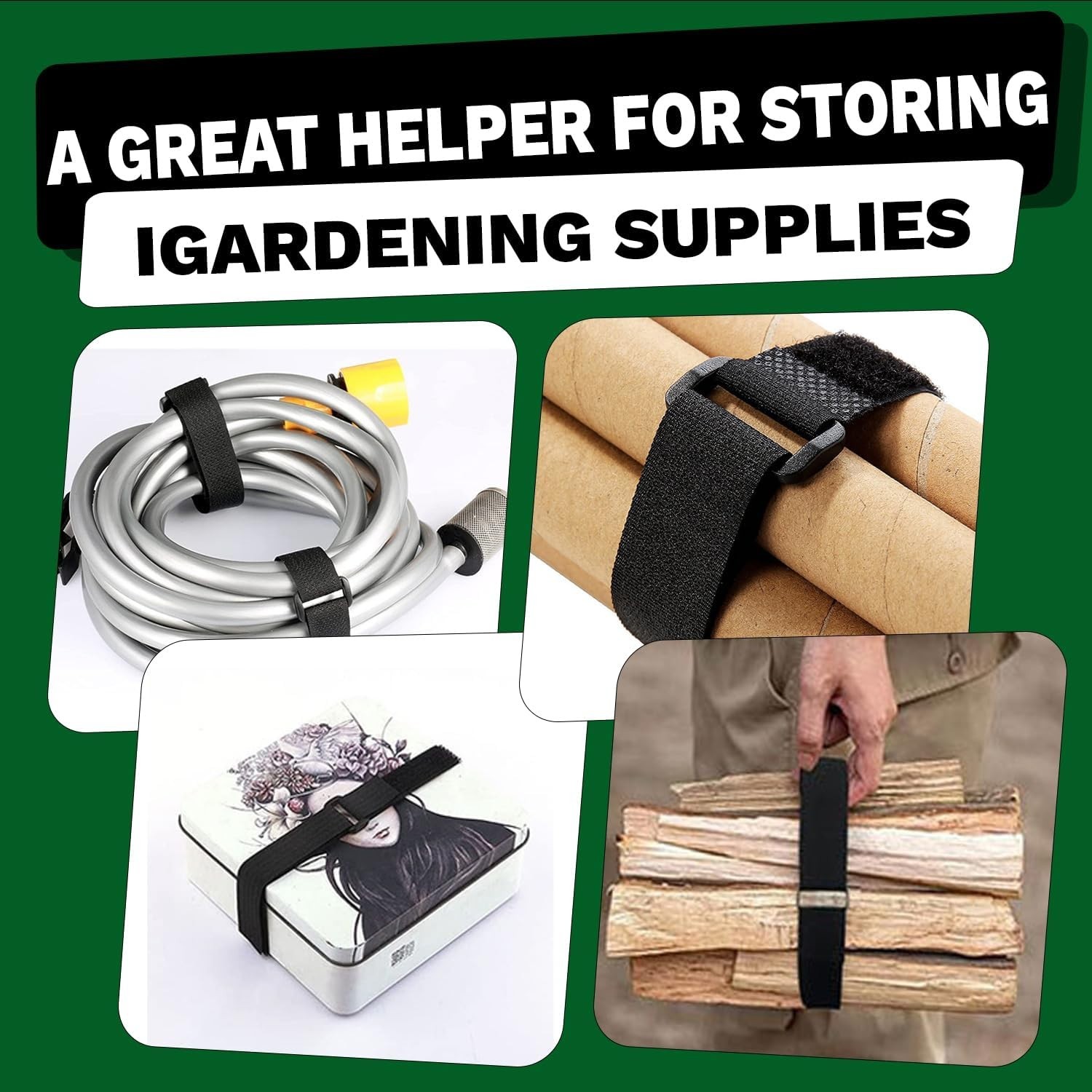 Customizable Cable Management Straps 1in x 16ft with 24 Hook & Loop Fasteners