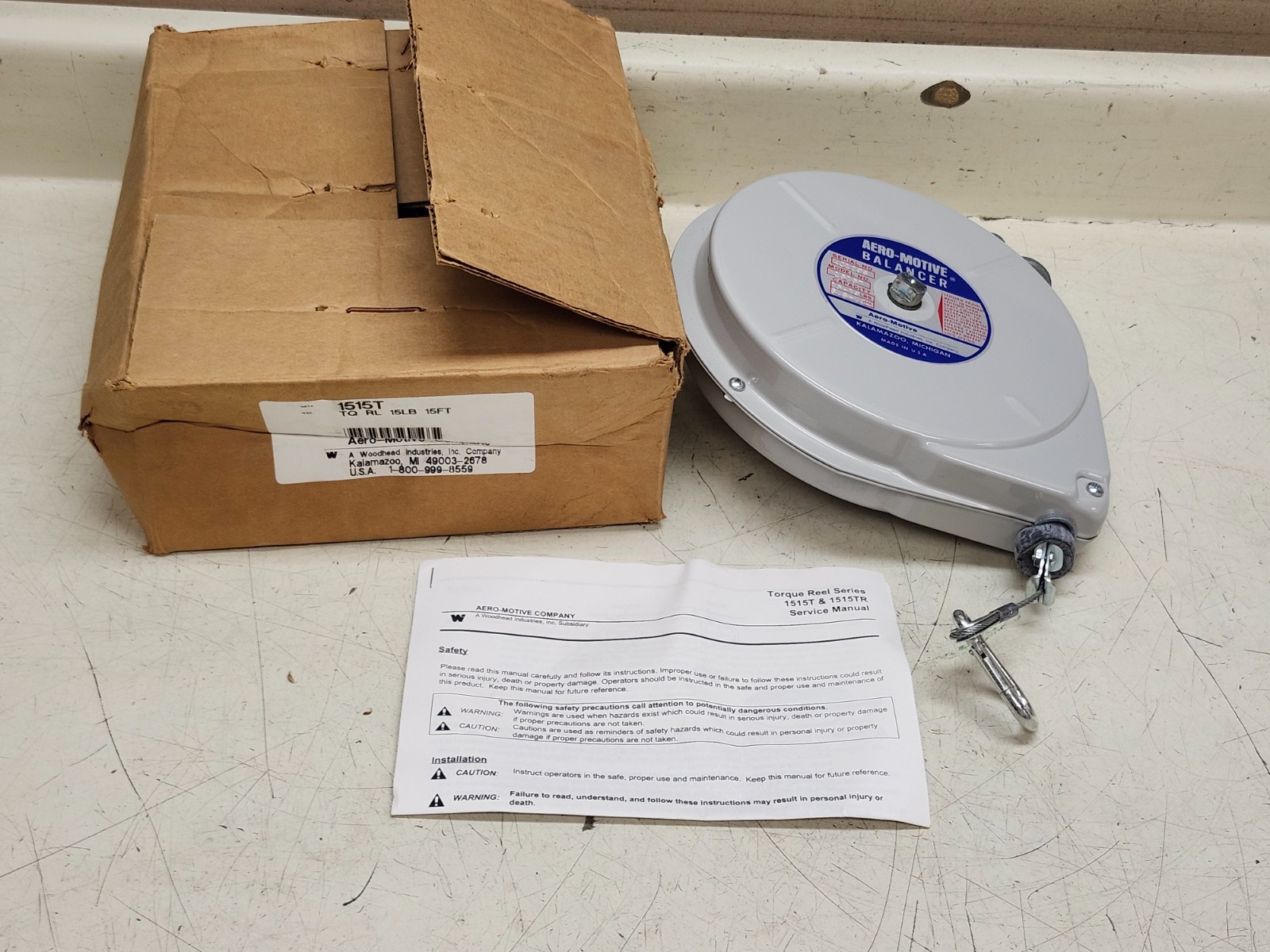 Aero-Motive Torque Reel Tool Balancer 15-19LBS 6.8-64KG 15FT P/N: 1515T