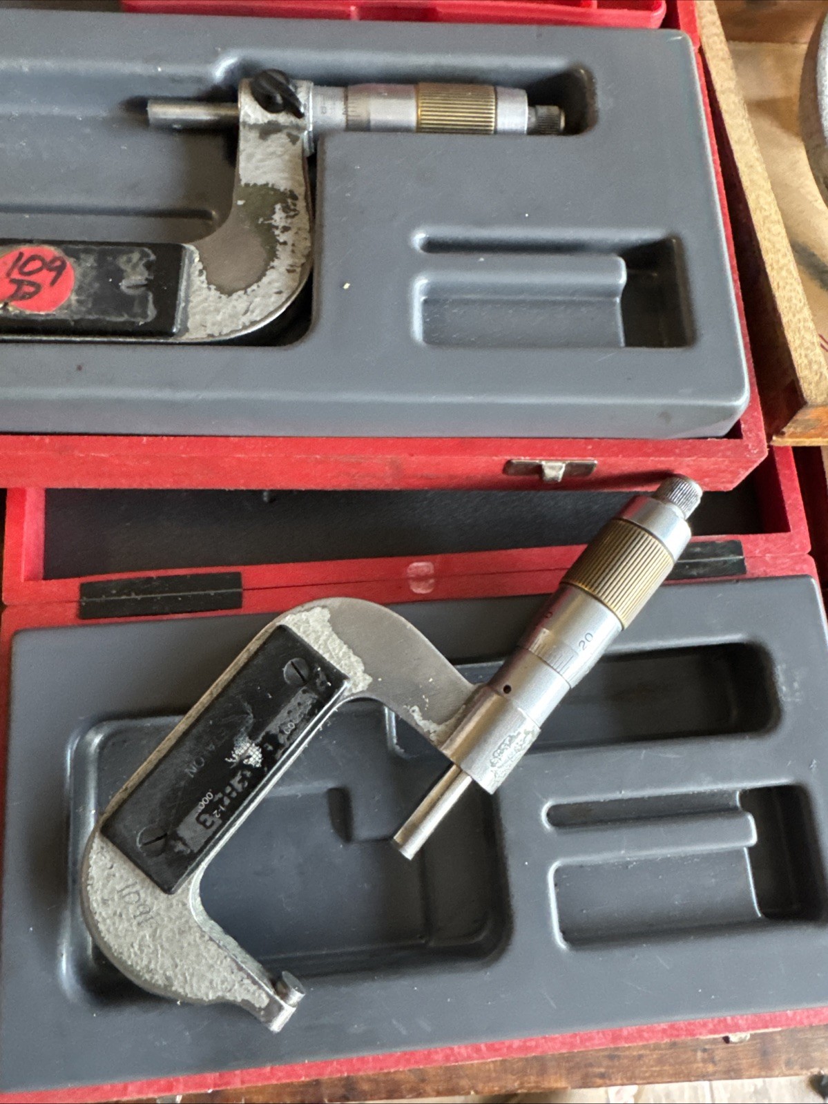 Etalon Switzerland Outside Micrometer Set 0-5” 0001″ w/ Cases A30