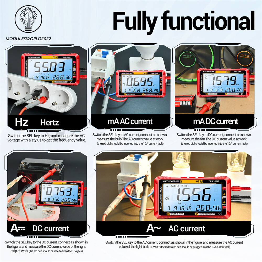 ANENG 612/613 Intelligent Digital Multimeter Calendar/ Thermohygrometer 3-in-1