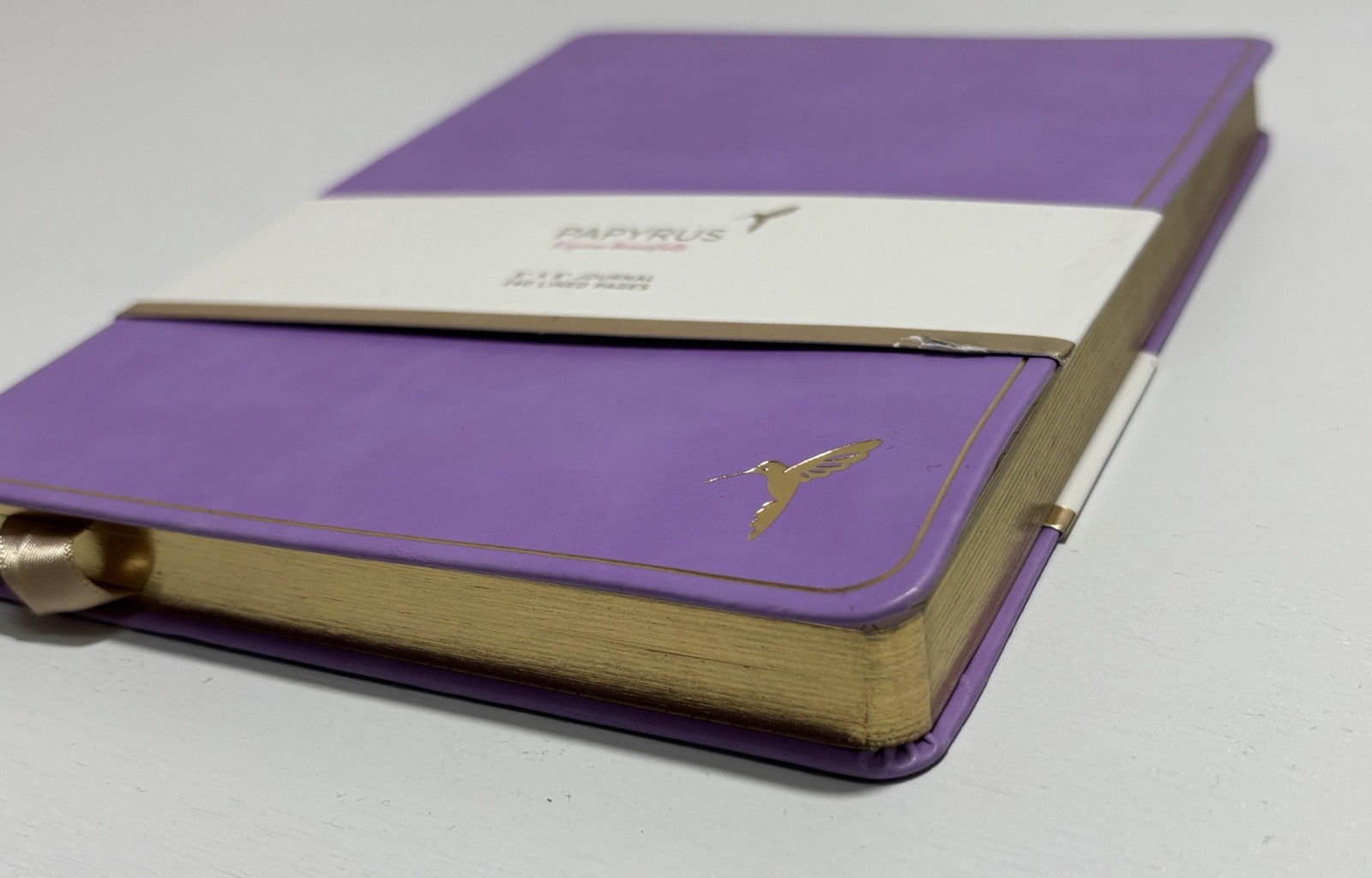 PAPYRUS Purple Ruled Gilded Notebook Journal 240 Ivory Lined Pages with Bookmark