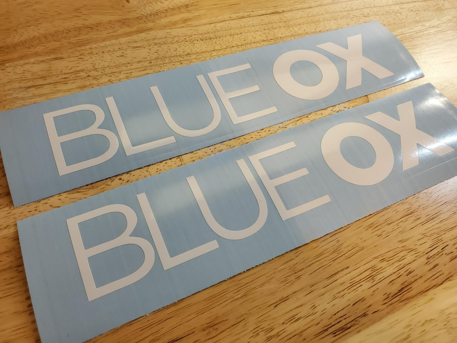 blue ox tow bar Decals stickers (Set of 2) Gloss white 8×1.5″ FAST USA