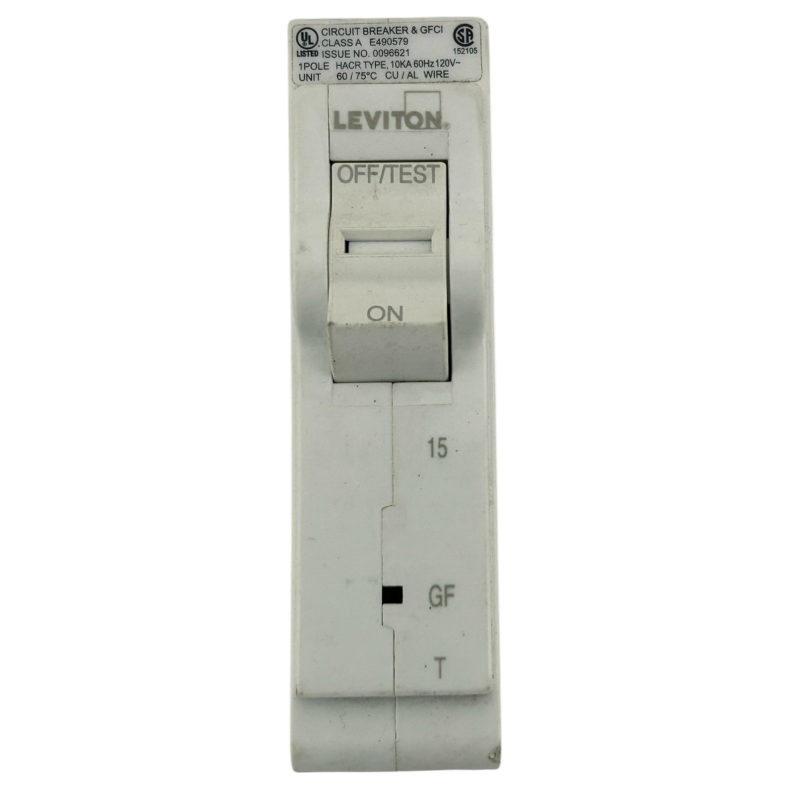 USED LB115-GFT 15A 1-Pole Plug-On GFCI Branch Circuit Breaker