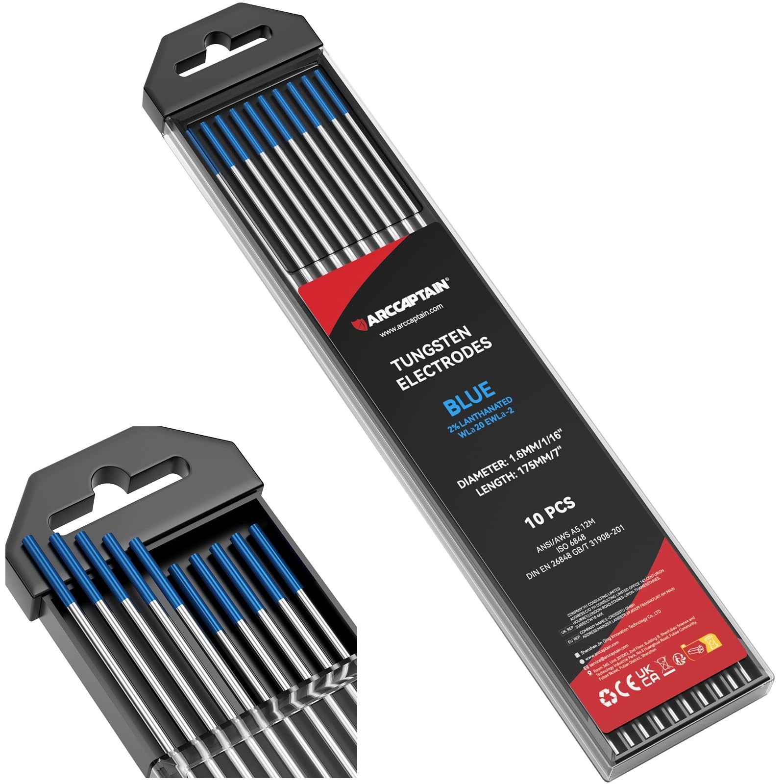 TIG Welding Tungsten Electrode 2% Lanthanated 10-Pack 1/16″ x 7″ WL20 EWLa-2