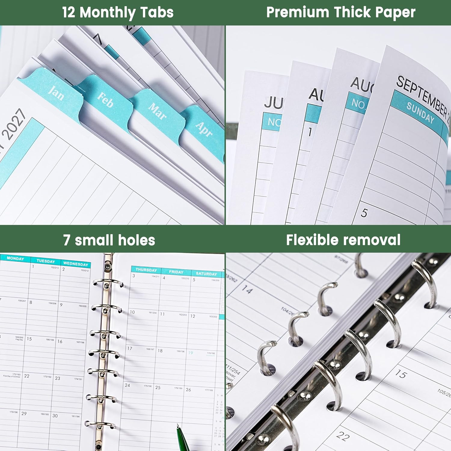 2026-2028 Monthly Planner Refill – 7-Hole Punched, A5 Planner Inserts, from Jul.