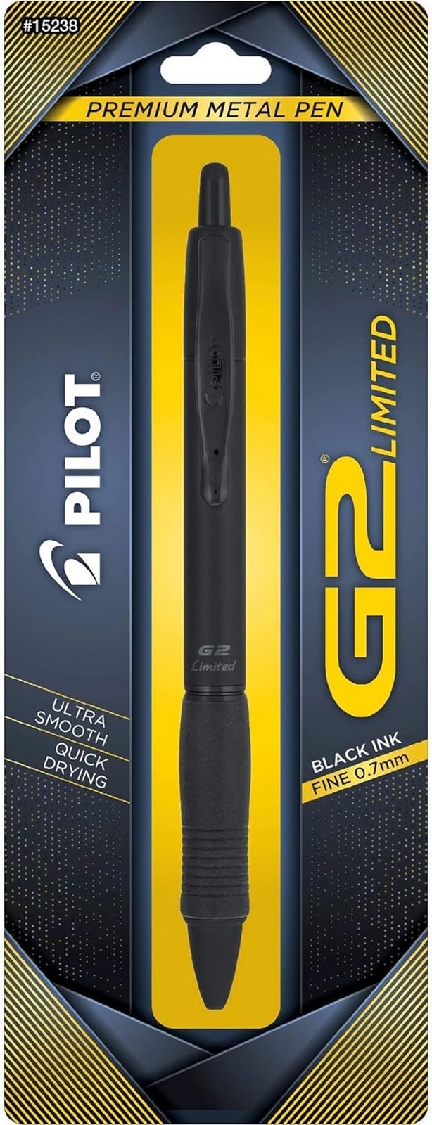 Pilot, G2 Limited Premium Gel Roller Pen, Fine Point 0.7 mm, Matte Black Barrel,