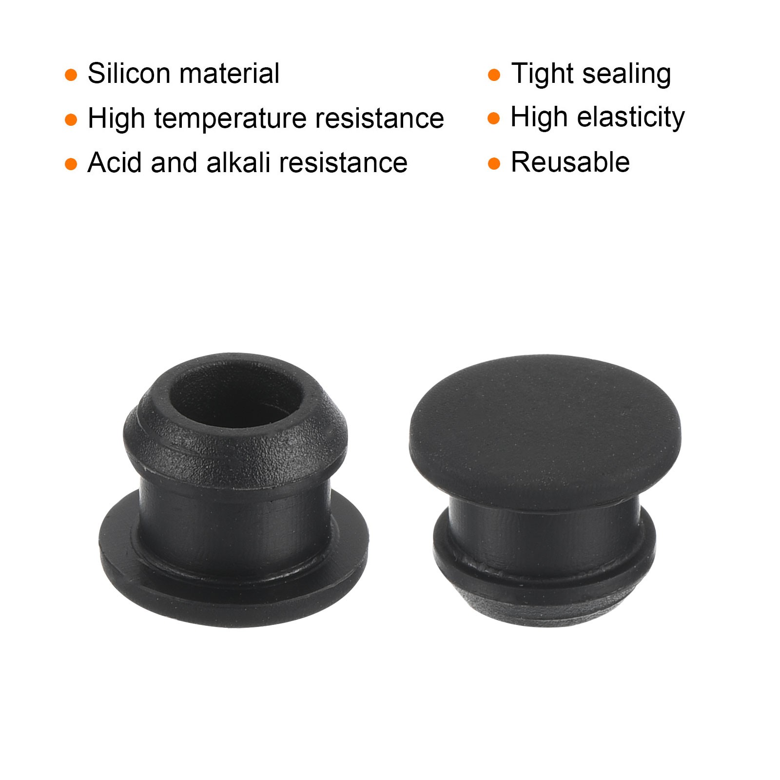 10Pcs Silicone Snap in Locking Hole Plugs Seal Cover Panel Round 9.5mm Black