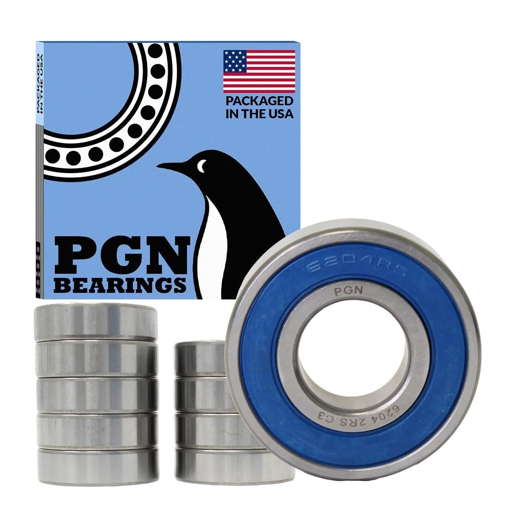 10 Pack 6204-2RS Sealed Ball Bearings – Lubricated Chrome Steel – 20x47x14mm Hig
