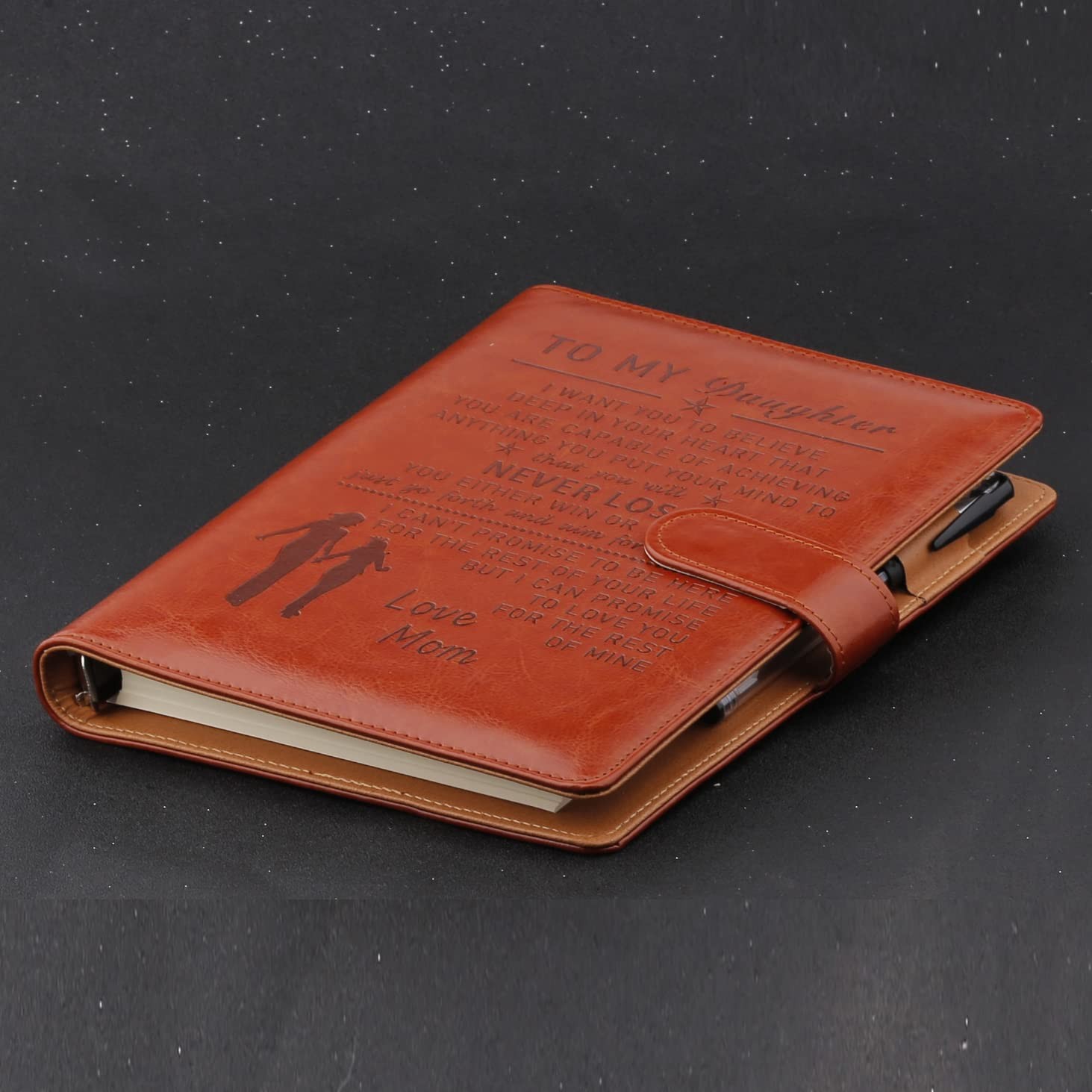 Leather Refillable Journal Notebook To My Daughter Gift 8.25×5.75 in Brown Diary