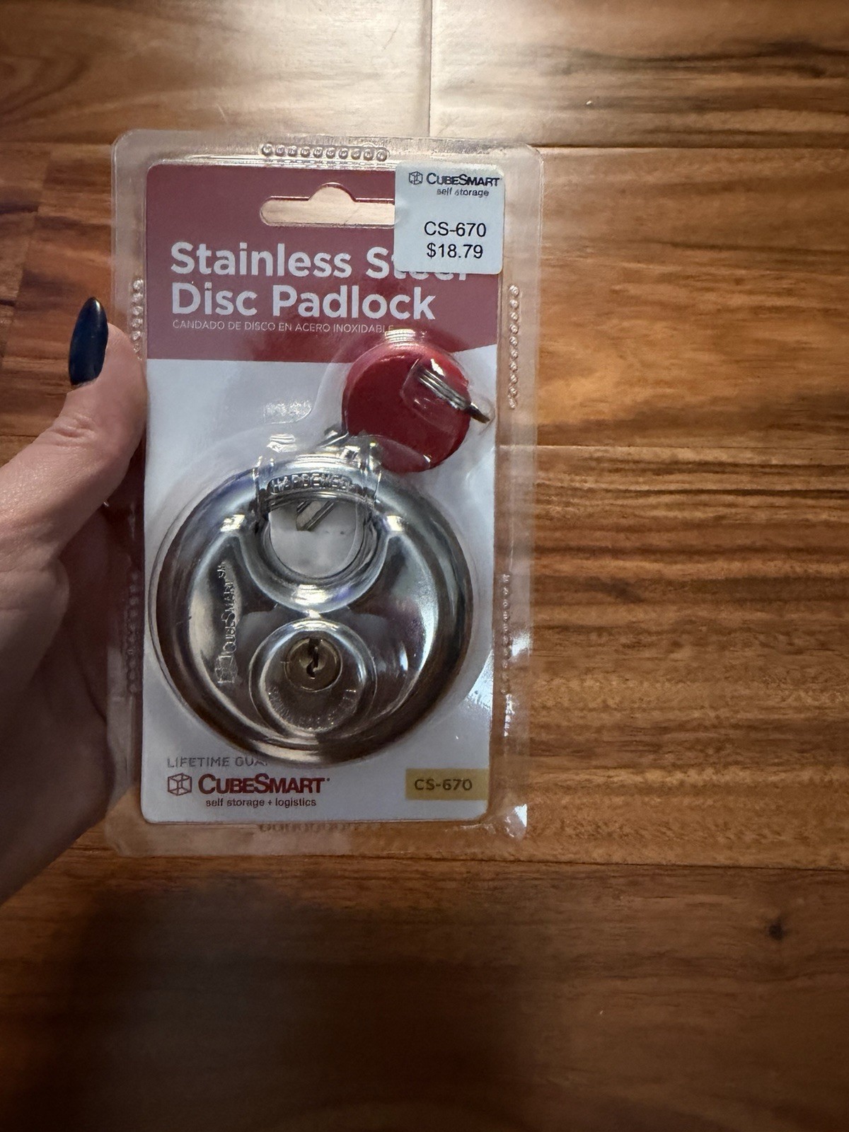 CubeSmart 2 3/4 Stainless Steel Disc Padlock CS-670 Storage Unit With Key