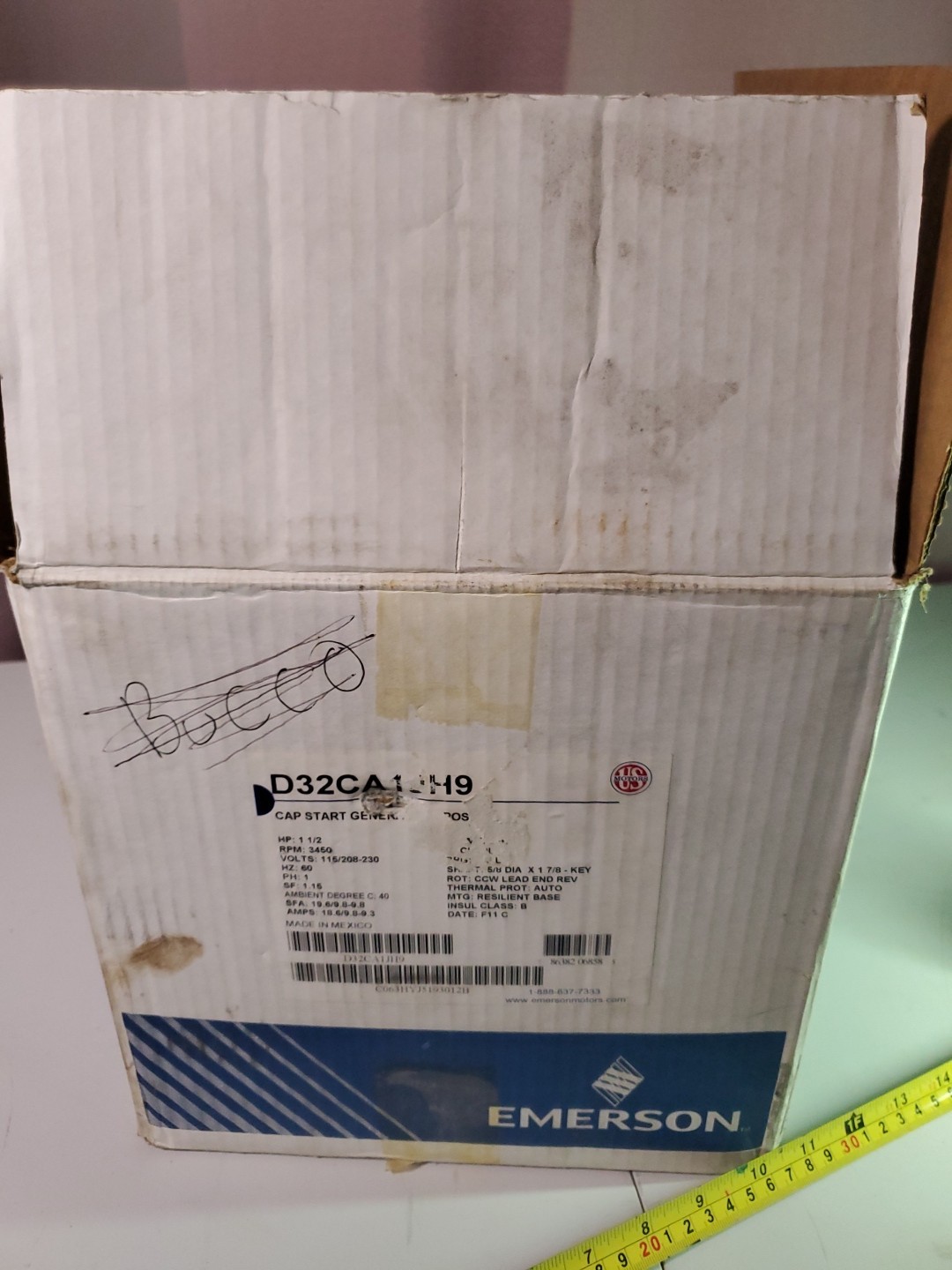 NEW EMERSON 1-1/2 HP ELECTRIC AC MOTOR 115/230V 3450 RPM 5/8″x2″ Keyed Shaft