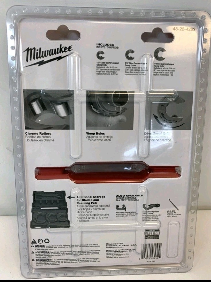 NEW Milwaukee 48-22-4263 3 Piece Close Quarters Tubing Cutter Set FREE SHIPPING!