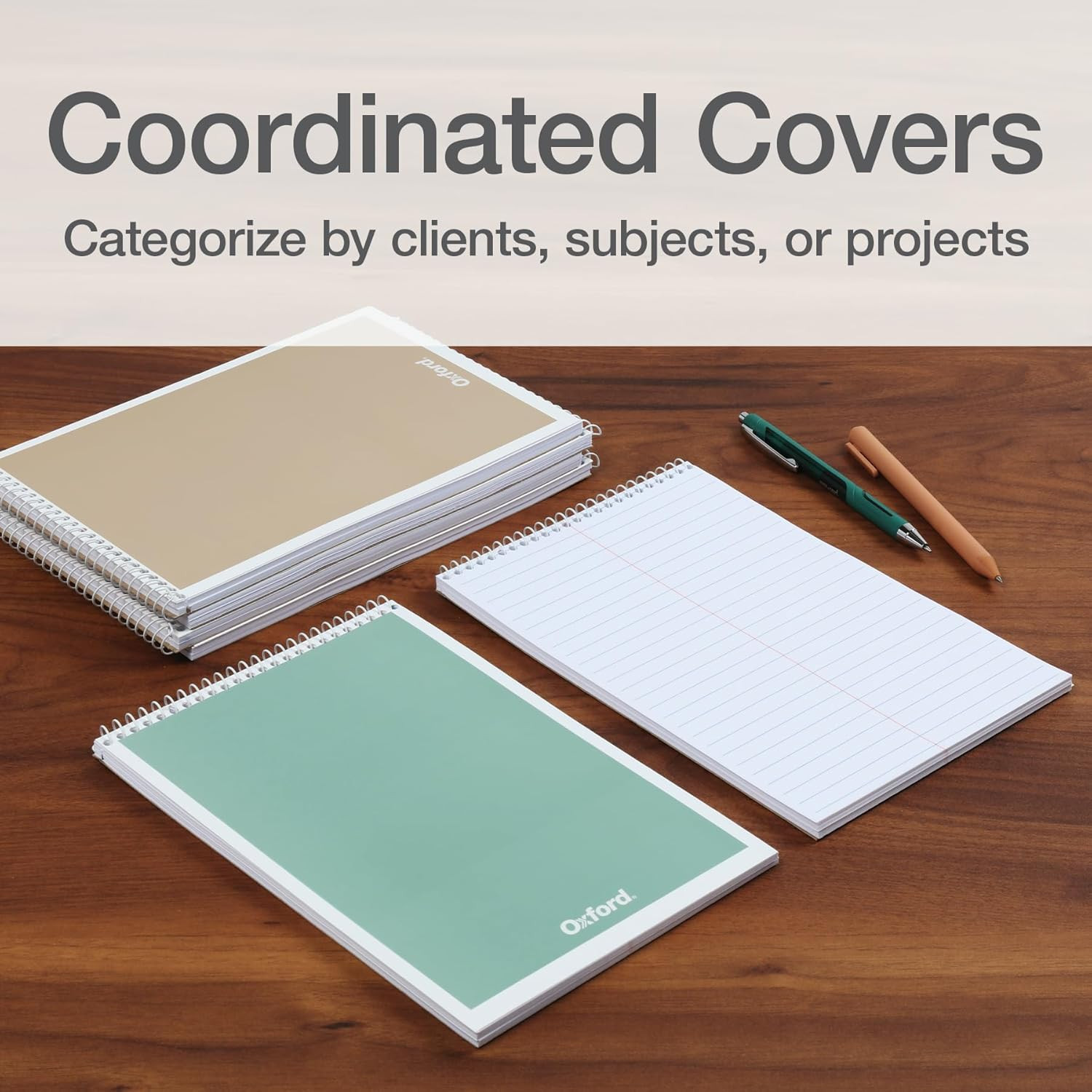 Oxford Steno Spiral Notebooks, Top Bound Steno Pads, 6X9 Inches, Gregg Ruled for