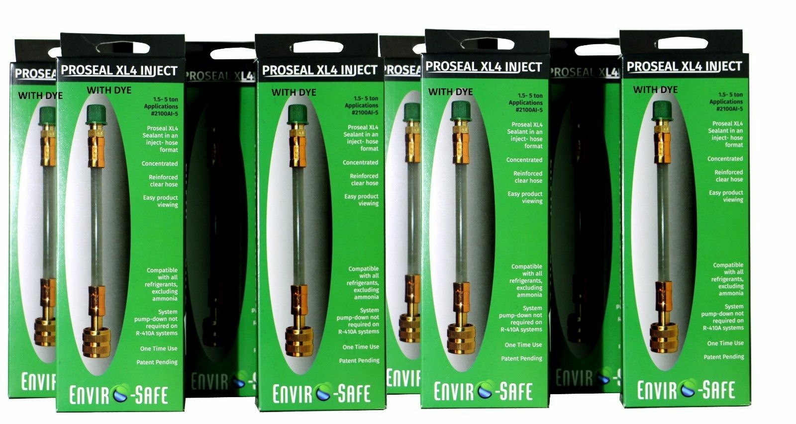Enviro-Safe ProSeal XL4 with Dye, easy seal, ac sealant,Inject 5 ton Pack of 8