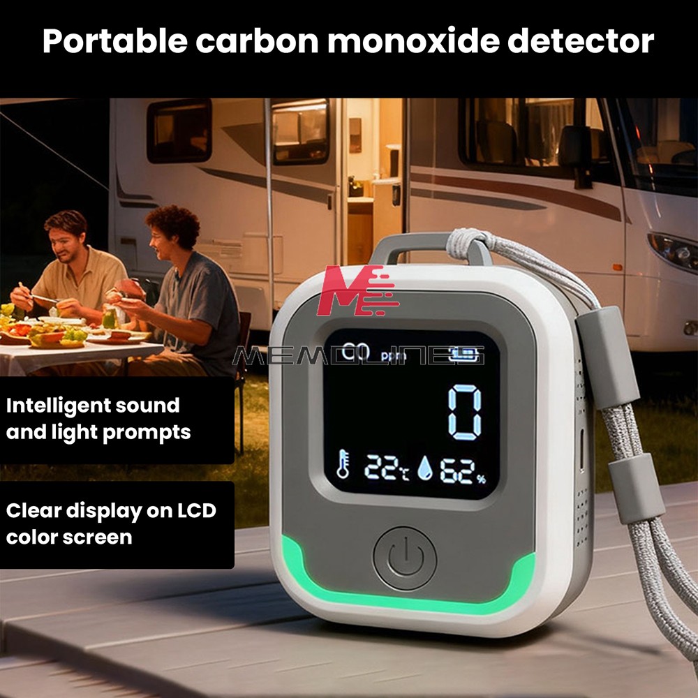 Air Quality Monitor 3-in-1 Carbon Monoxide Detector Temperature Humidity Alarm
