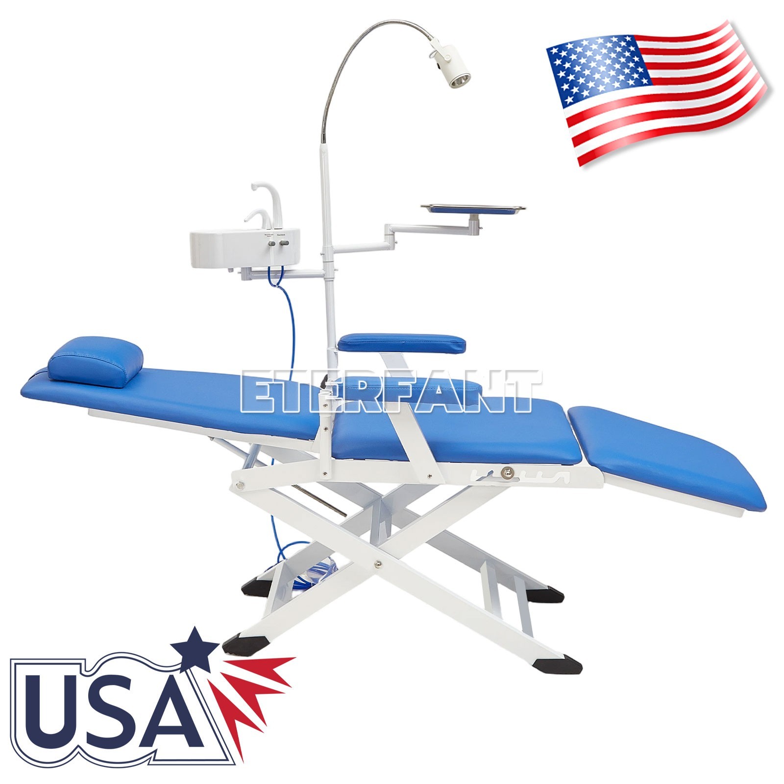 USA Dental Suction Unit Negative Pressure Pump/Portable Folding Chair+ LED Light