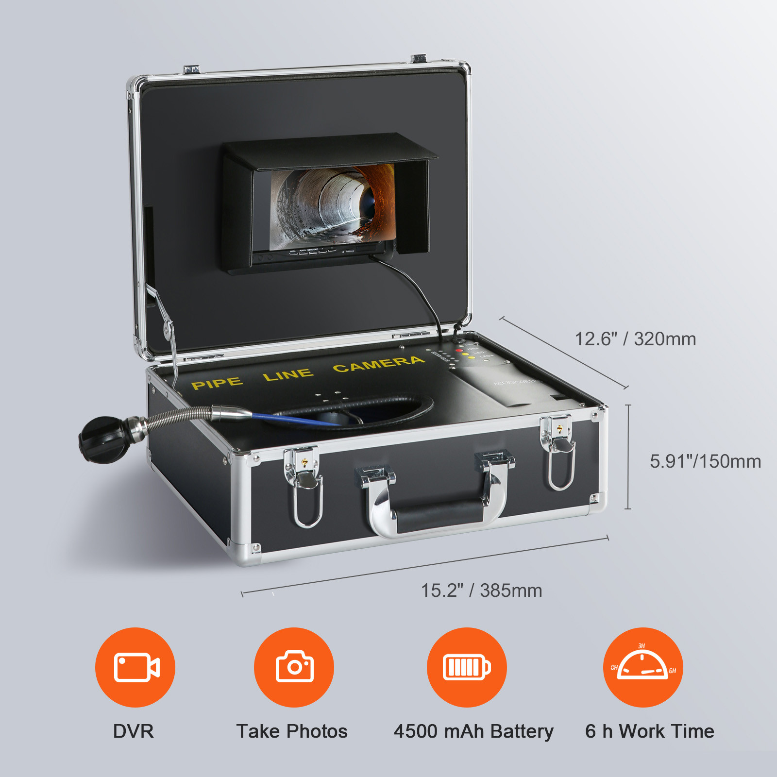VEVOR 50m/165ft Sewer Camera Pipe Inspection Drain Camera 7 inch Screen