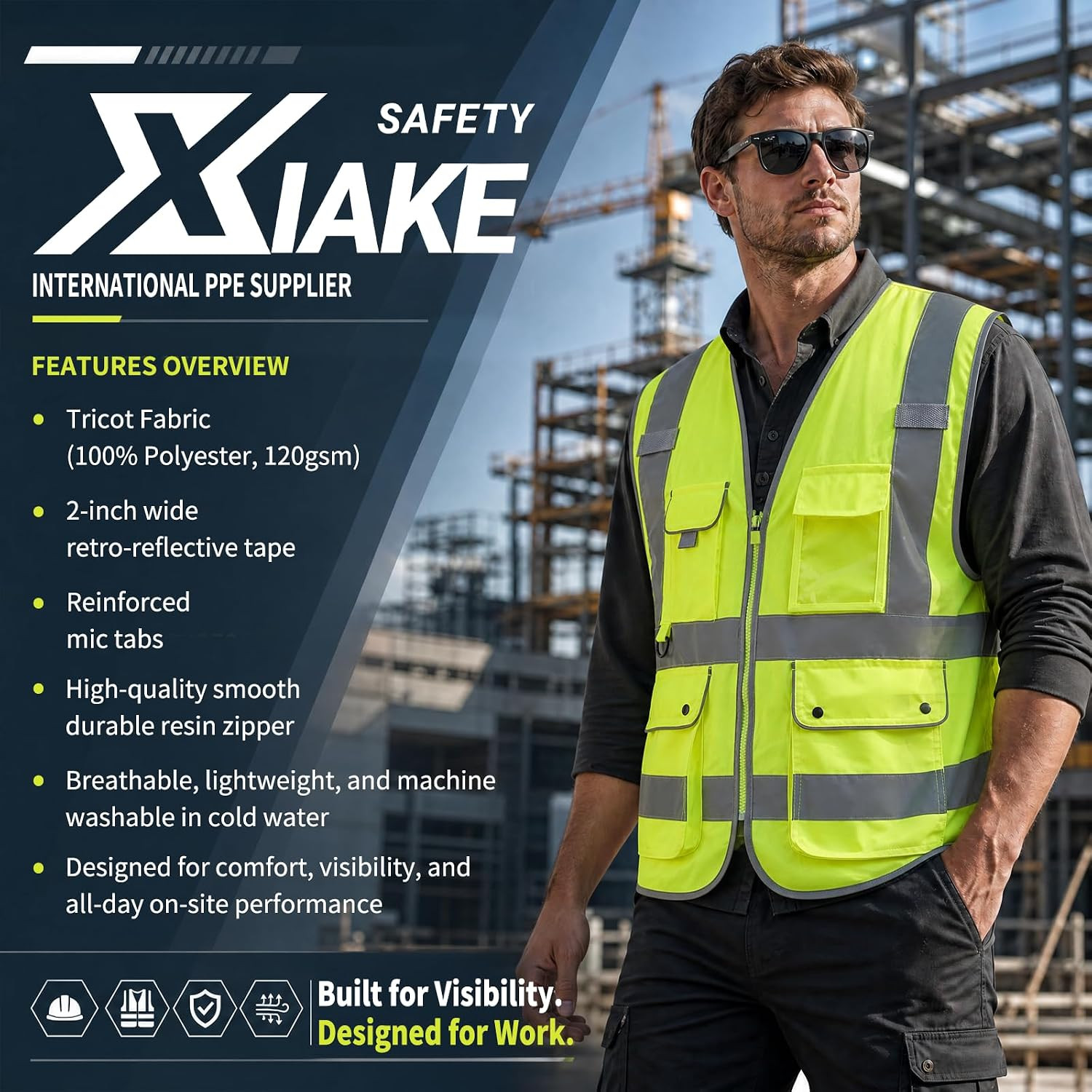 Reflective Safety Vest for Men & Women High Visibility Class 2 Vest with Pockets