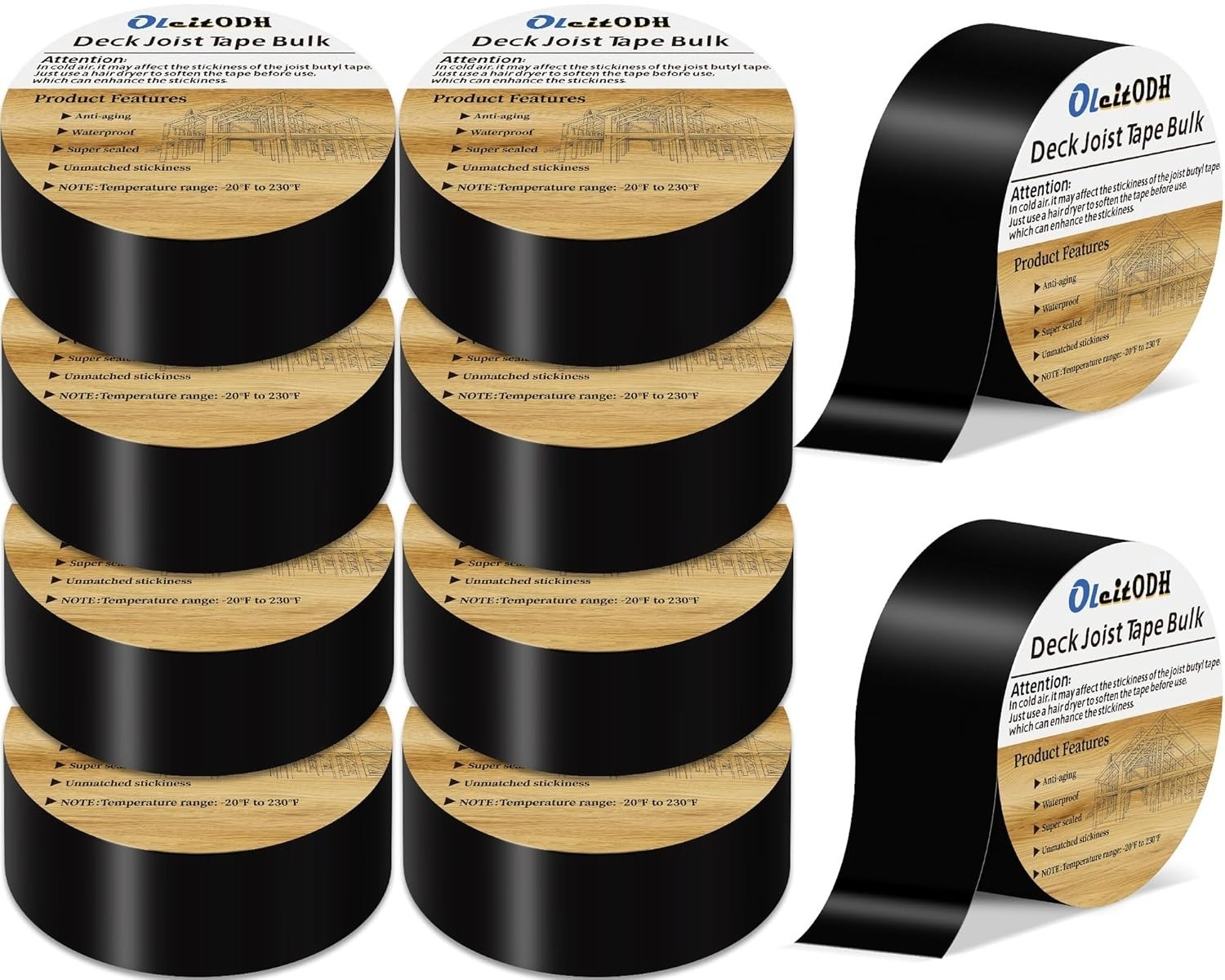 Joist Tape for Decking 2»X50′, 10 Rolls Weatherproof Butyl Tape For Decks Roof