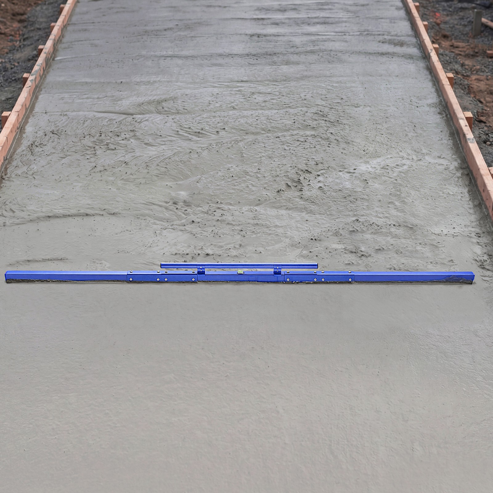 Uimoso 96-Inch Manual Concrete Screed Board, Aluminum Alloy, Blue Finish