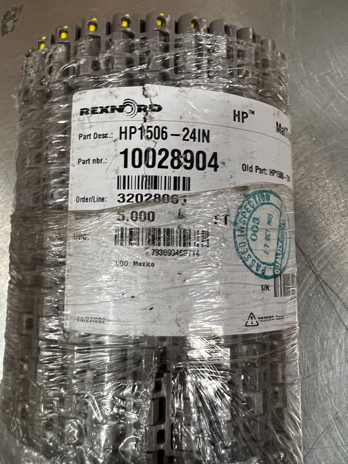 (QTY 1) REXNORD HP1506-24IN HP150624IN 10028904 TOP CHAIN 24IN WIDTH 5MM PITCH