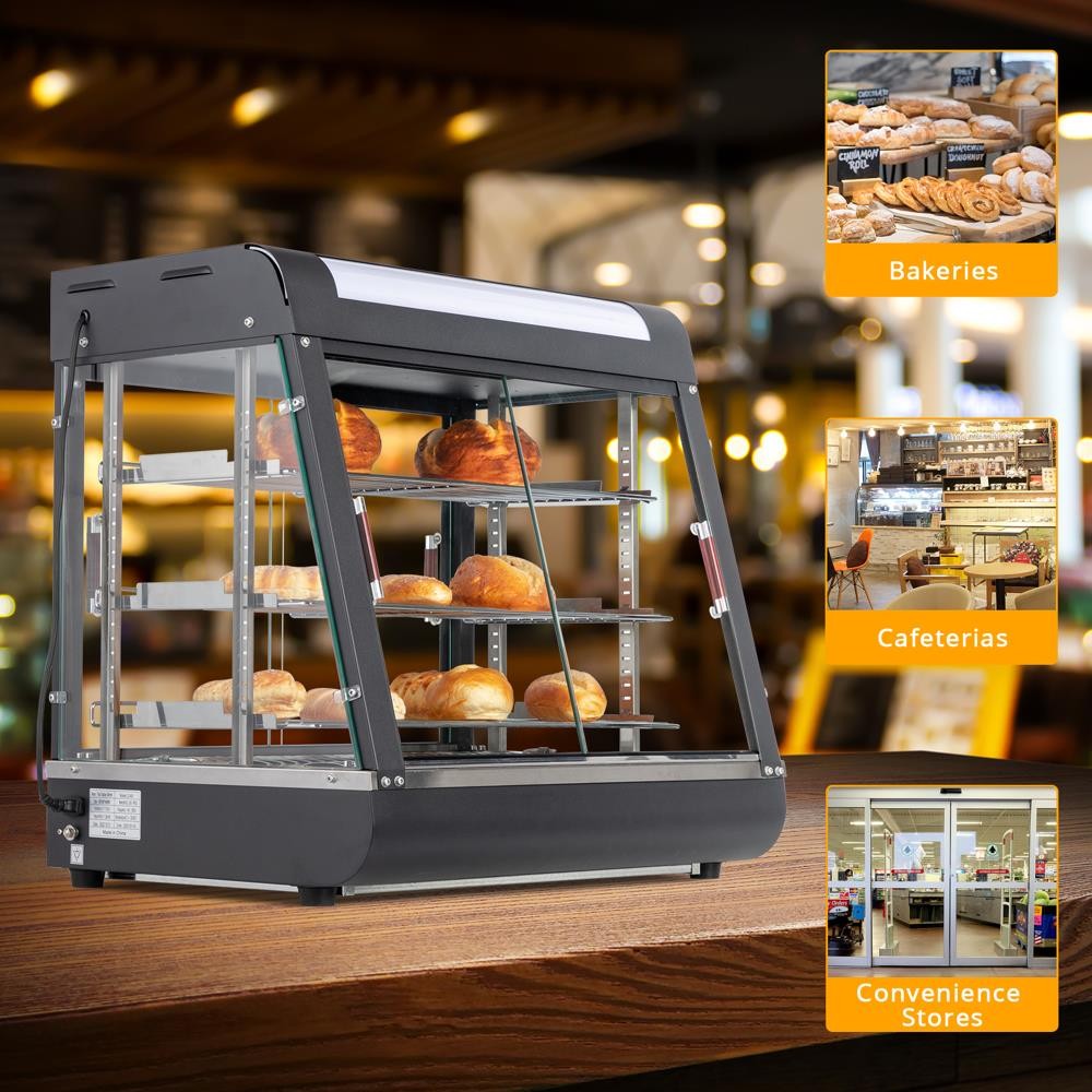 ROVSUN 26″ 3 Tiers Commercial Heat Food Pizza Warmer Display Cases 86 – 185℉ New