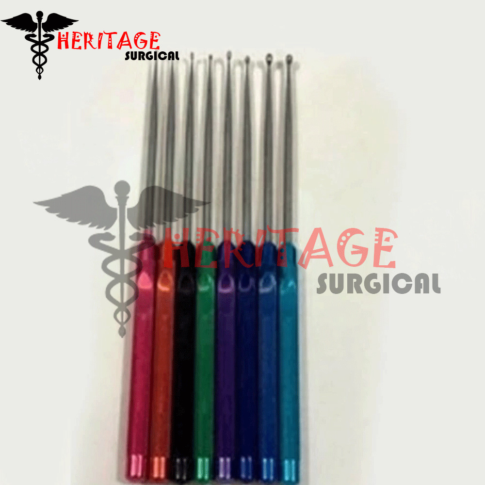Cervical Curette German Steel Colored Handles Orthopedic Spine Set, With Out Box