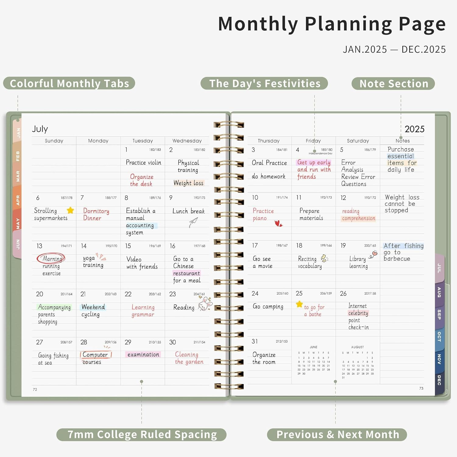 2025 Planner, Weekly and Monthly Planner, Jan 2025 – Dec 2025, 8.5″ × 11″, Large