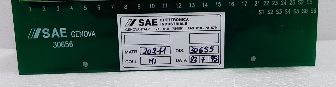 SAE Genova 30656 Industrial Control PCB Board – Relays, Tested, Working