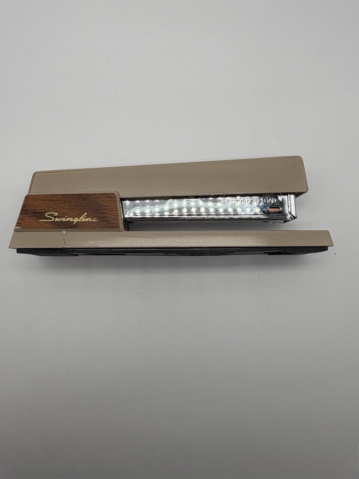 Vintage Swingline Beige Teak Large Metal 767 Stapler Original Box USA Made