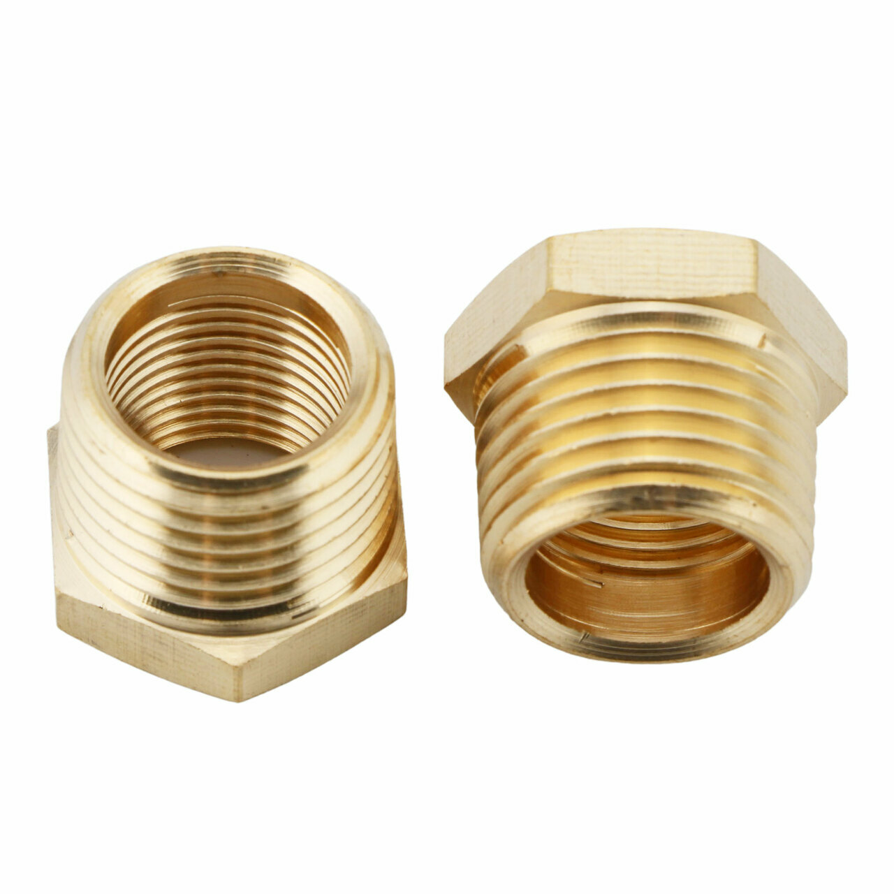 U.S. Solid 2pcs Brass Pipe Fitting Reducer Bushing, MNPT 1/2″ x FNPT 3/8″