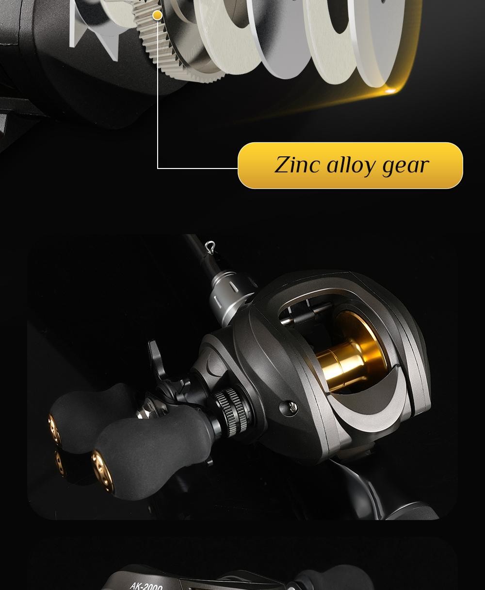 Rooblinos AK Baitcasting Reel 7.2:1 18LB Max Drag Freshwater Saltwater 2+1BB Pro