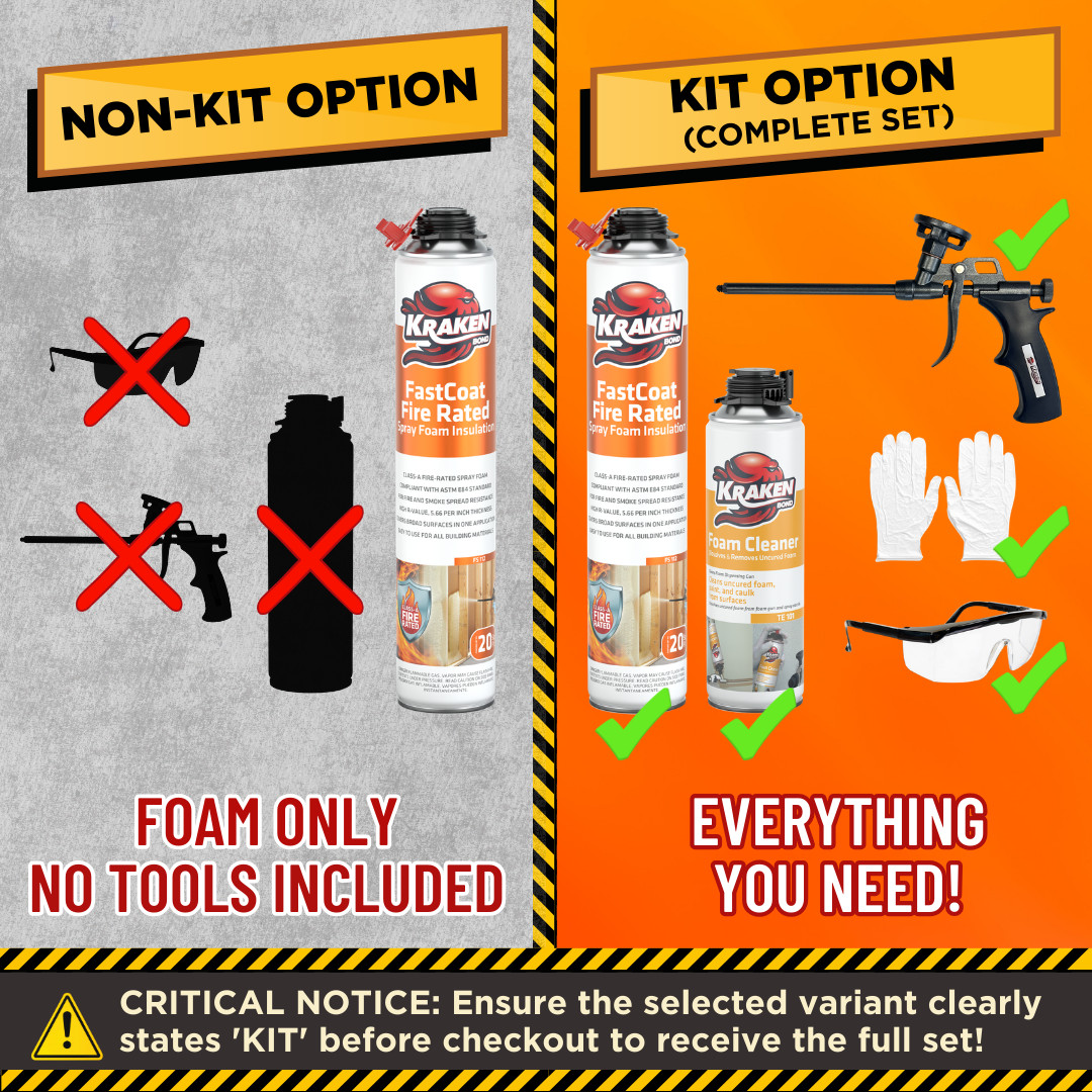 Kraken Bond FastCoat Spray Foam Insulation,Closed Cell 27.1 oz, 12 Pack (No Gun)