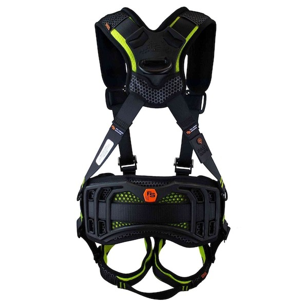Fall Safe Fs240ic-S/M Safety Harness, Aluminum, S/M, Black/Green