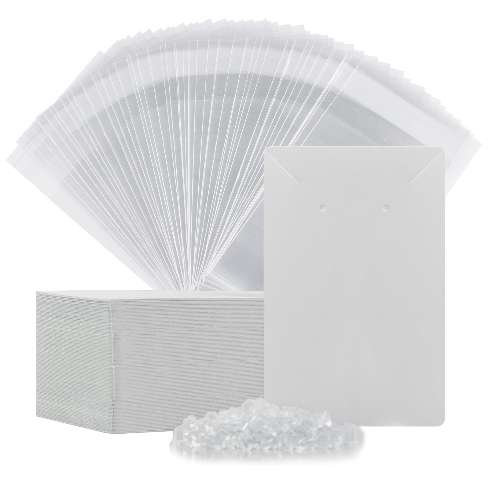Earring Cards, Set Making Supplies 1 Count (Pack of 100), ZK100-White