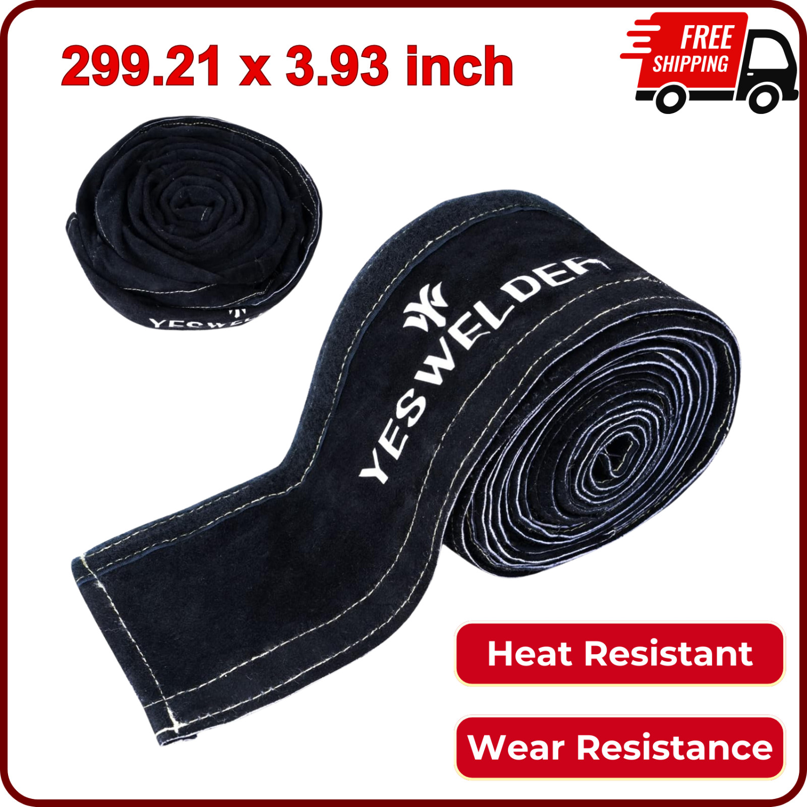 TIG Welding Torch Cable Cover Flame Resistant Leather Black Cover 7.6M (25FT)