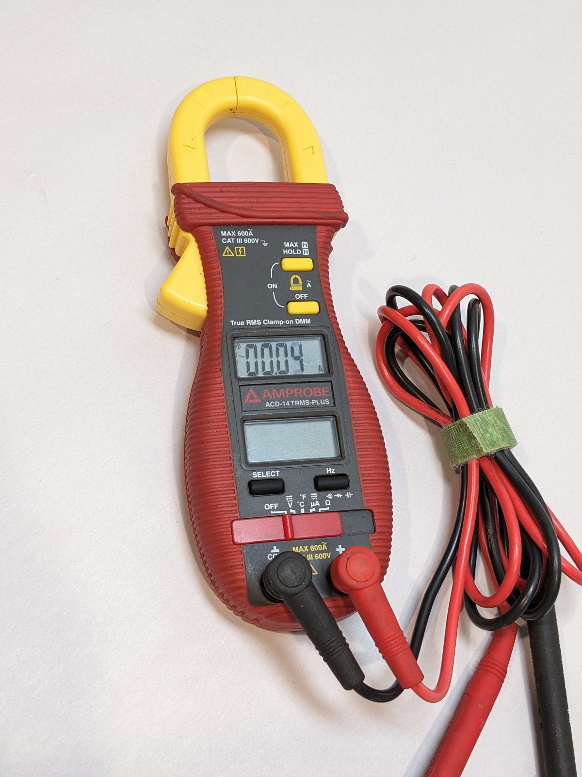 Amprobe ACD-14 TRMS-PLUS Clamp Meter, LCD, 600A, 1.3 In (33mm) Jaw Capacity