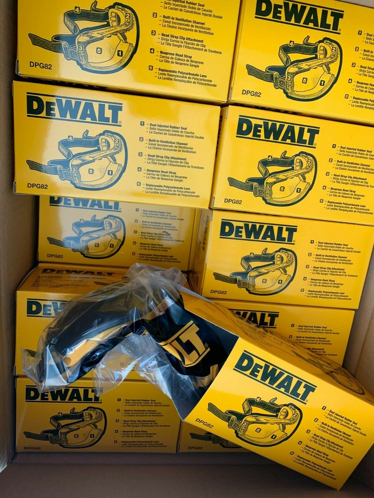 BULK 50 pc / Dewalt DPG82-11 Concealer Clear Anti-Fog Dual Mold Safety Goggle