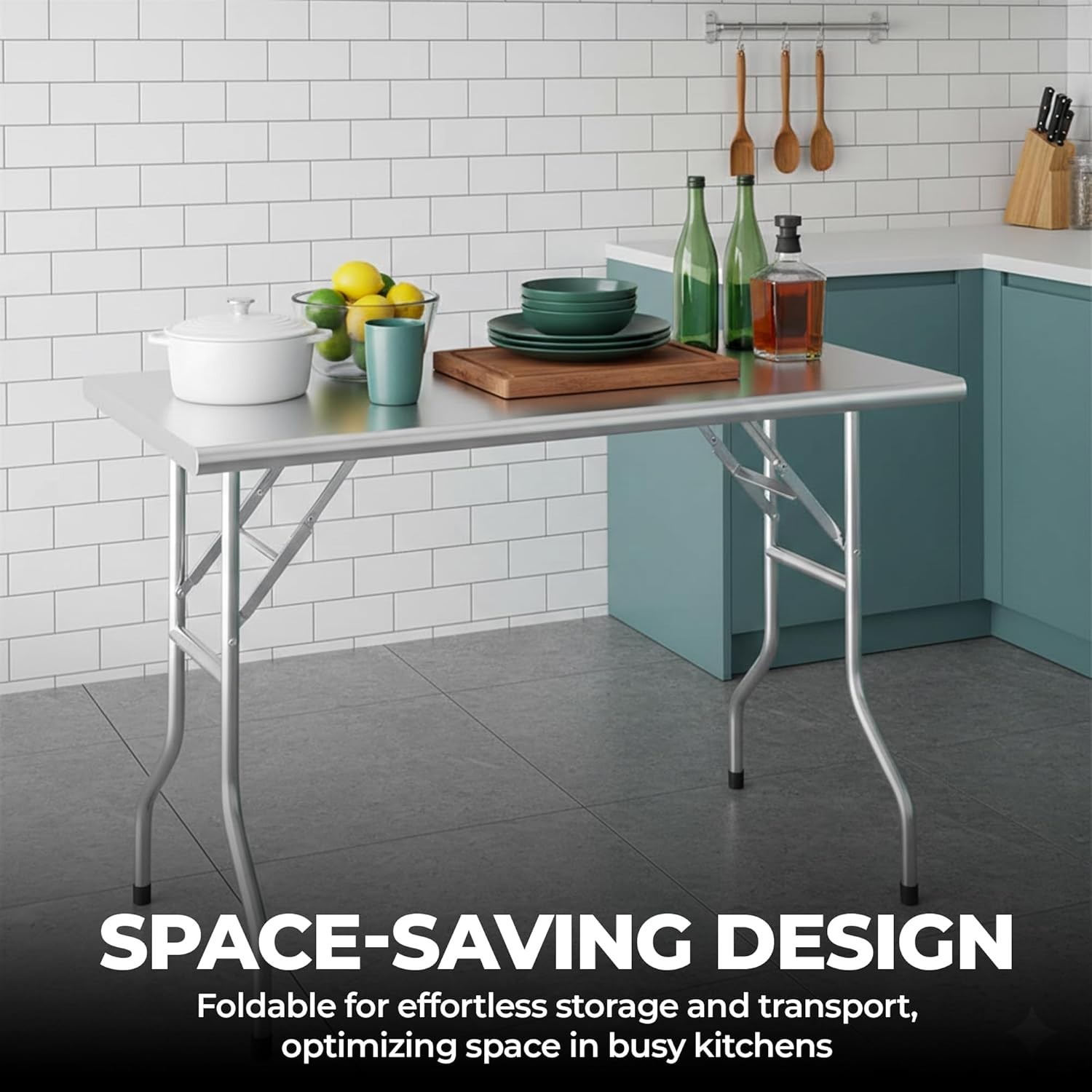 Premium Quality Stainless Steel Open Base Folding Utility Table – Folding Table