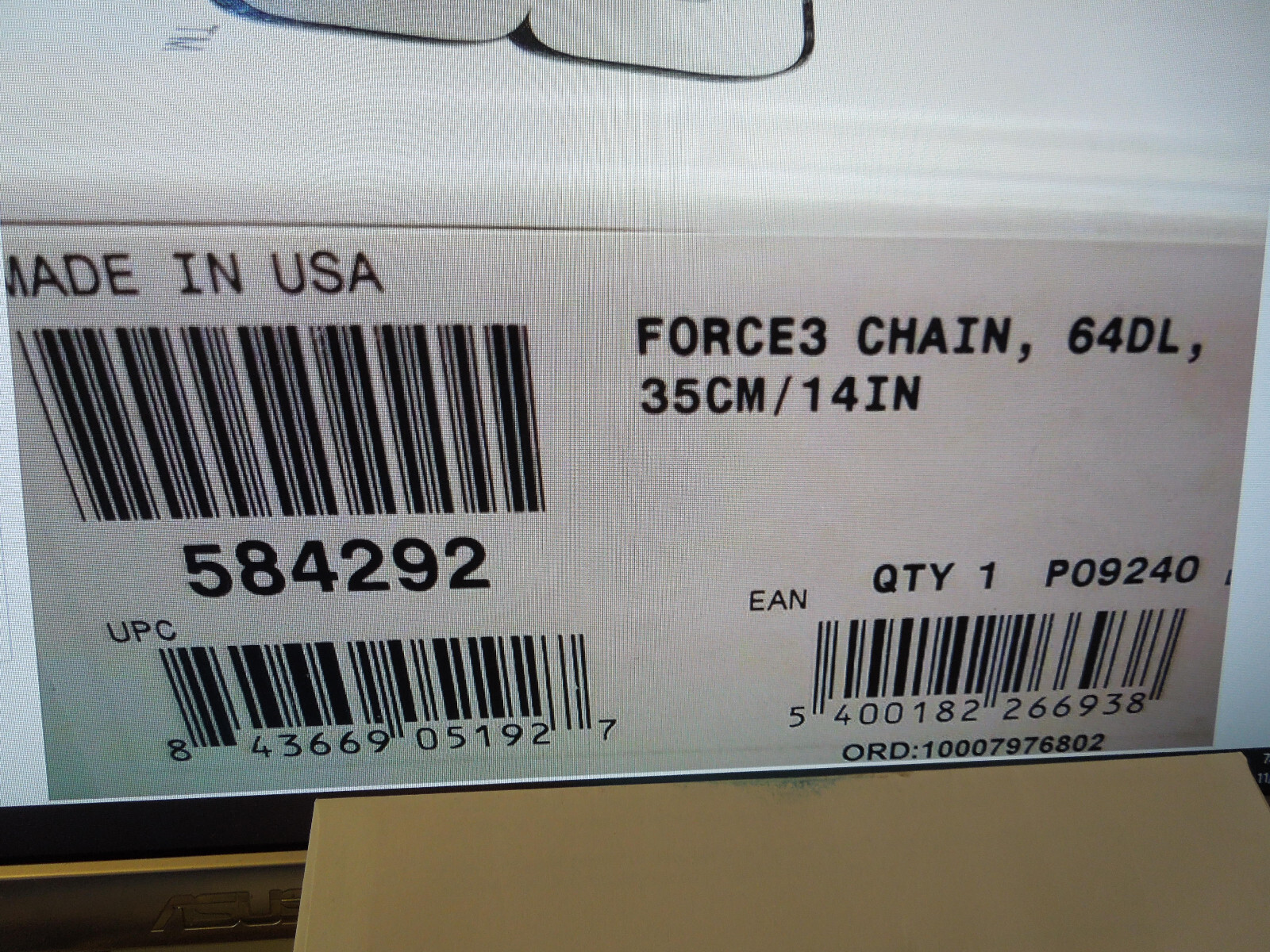 ICS Force 3 Diamond Concrete Cutting Chain 14″ part 584292 with 64DL 35cm/14in