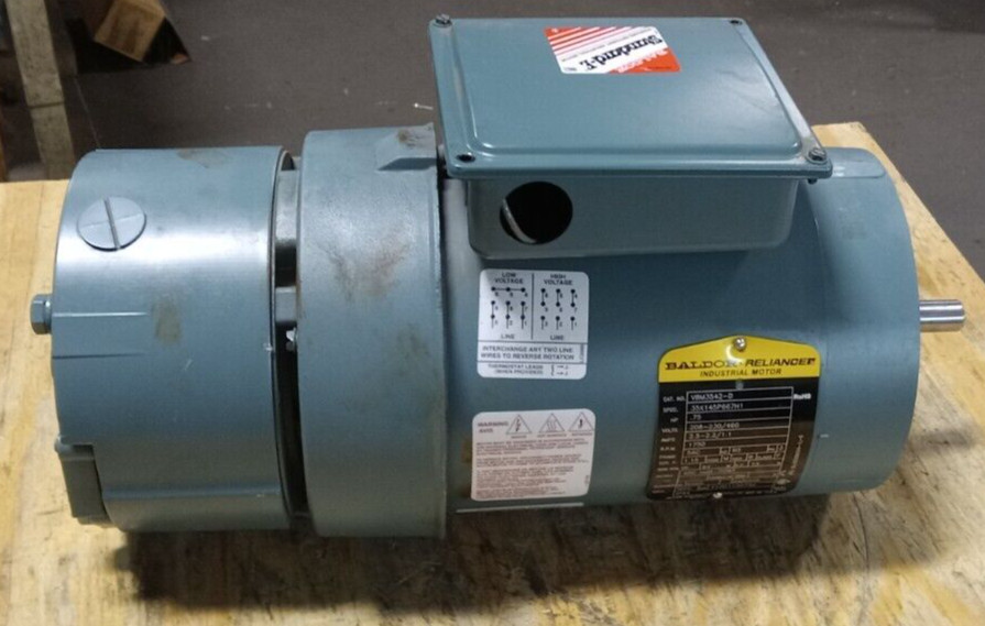 NEW BALDOR 3/4 HP AC BRAKE MOTOR 208-230/460 VAC 3Ø 1750 RPM 56C TEFC VBM3542-D
