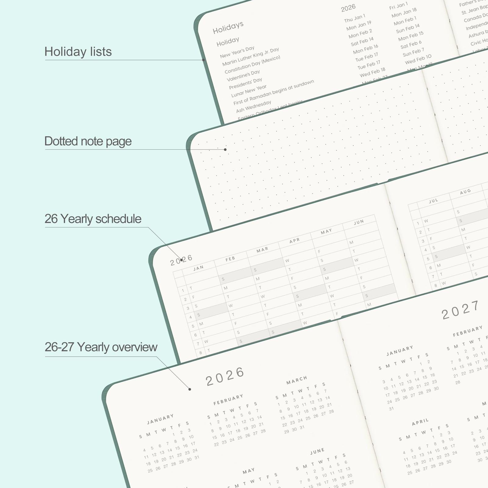 And Per Se 2026 Planner, 15 Months 5.7″ x 8″(Oct 2025–Dec 2026), Green