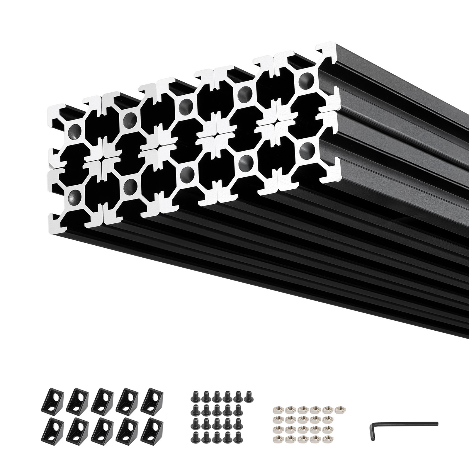 Uimoso 10PCS 2020 Aluminum Extrusion 48″ 1220 mm T-Slot Linear Rail in Black