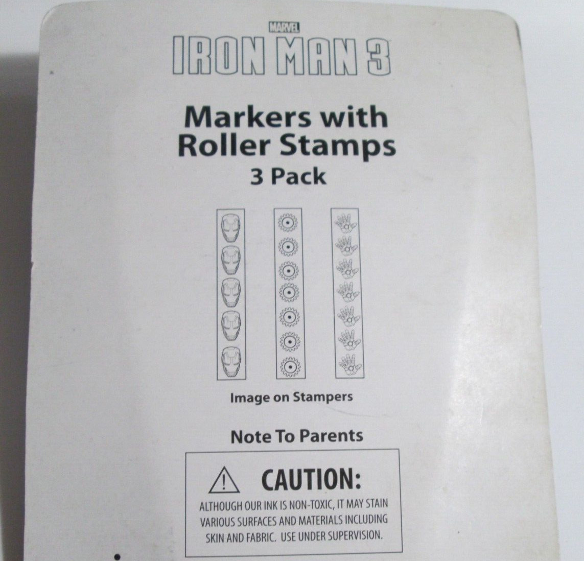 New – Marvel IRONMAN 3 Markers with Roller Stamps ( 3 pencils )