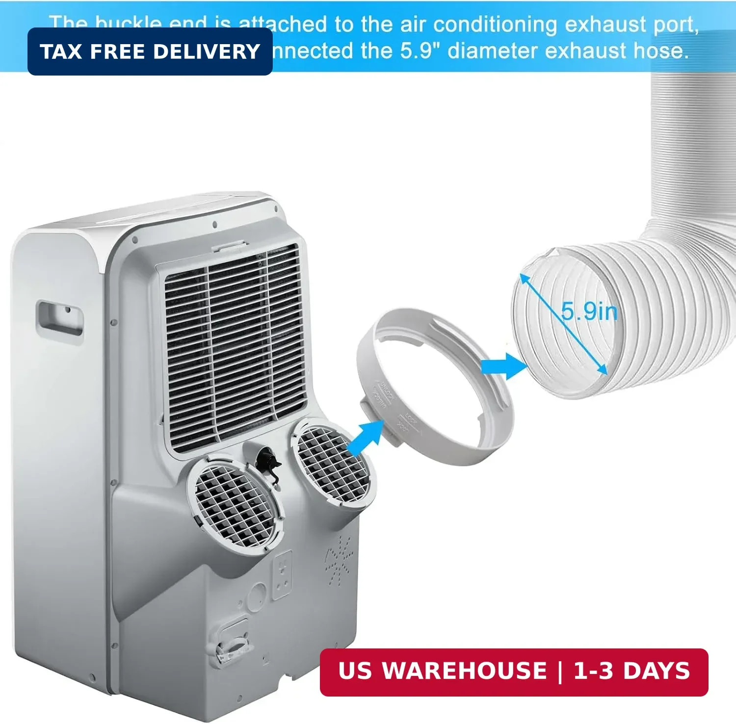 5.9 inch Portable AC Unit Air Exhaust Outlet Adapter, Connect the 5.9in Exhaust