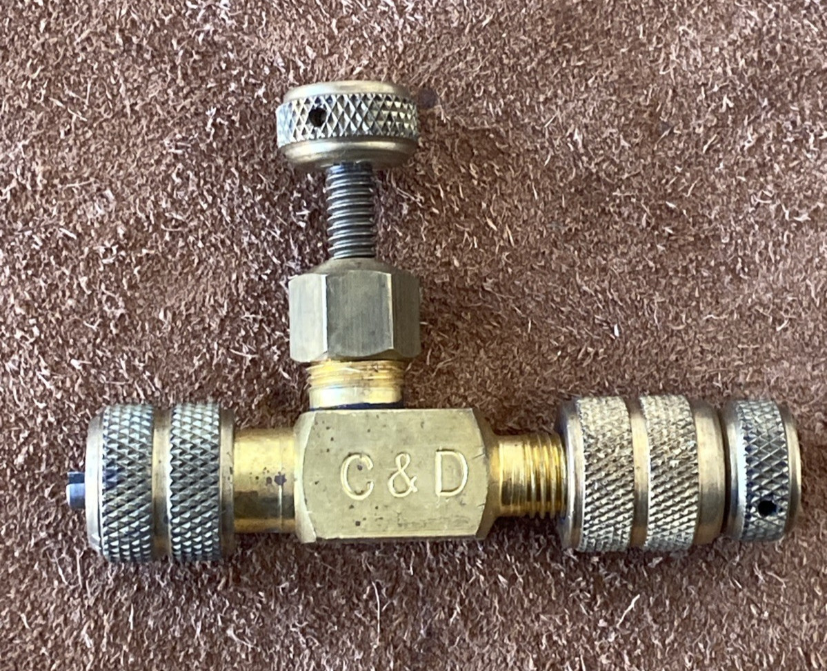 C&D CD3900 Valve Core Removal Tool 1/4 Flare Access Fitting w/ Orig Instructions