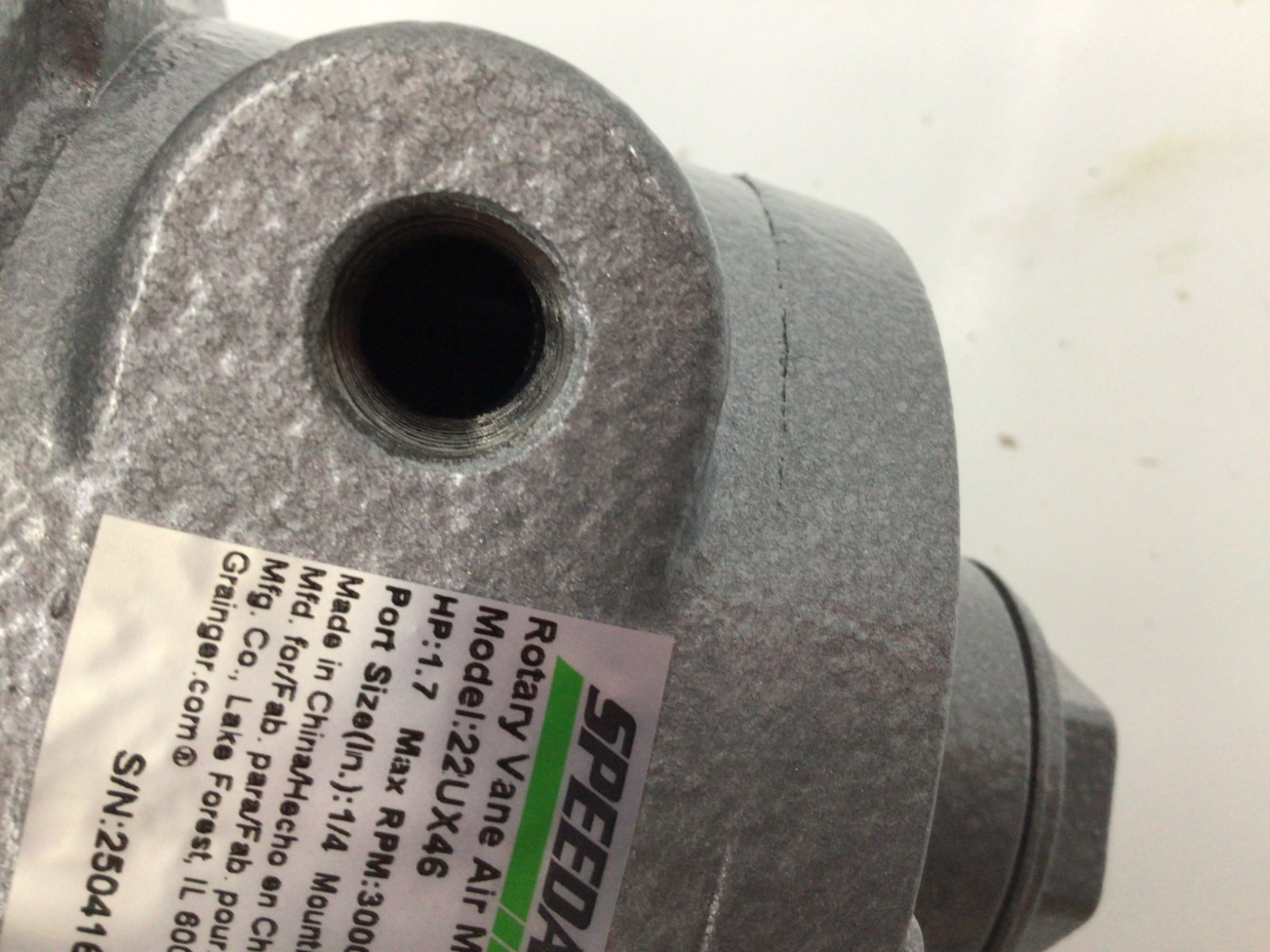 Speedaire 22Ux46 Air Motor, 1.7 Hp, 78 Cfm, 3000 Rpm