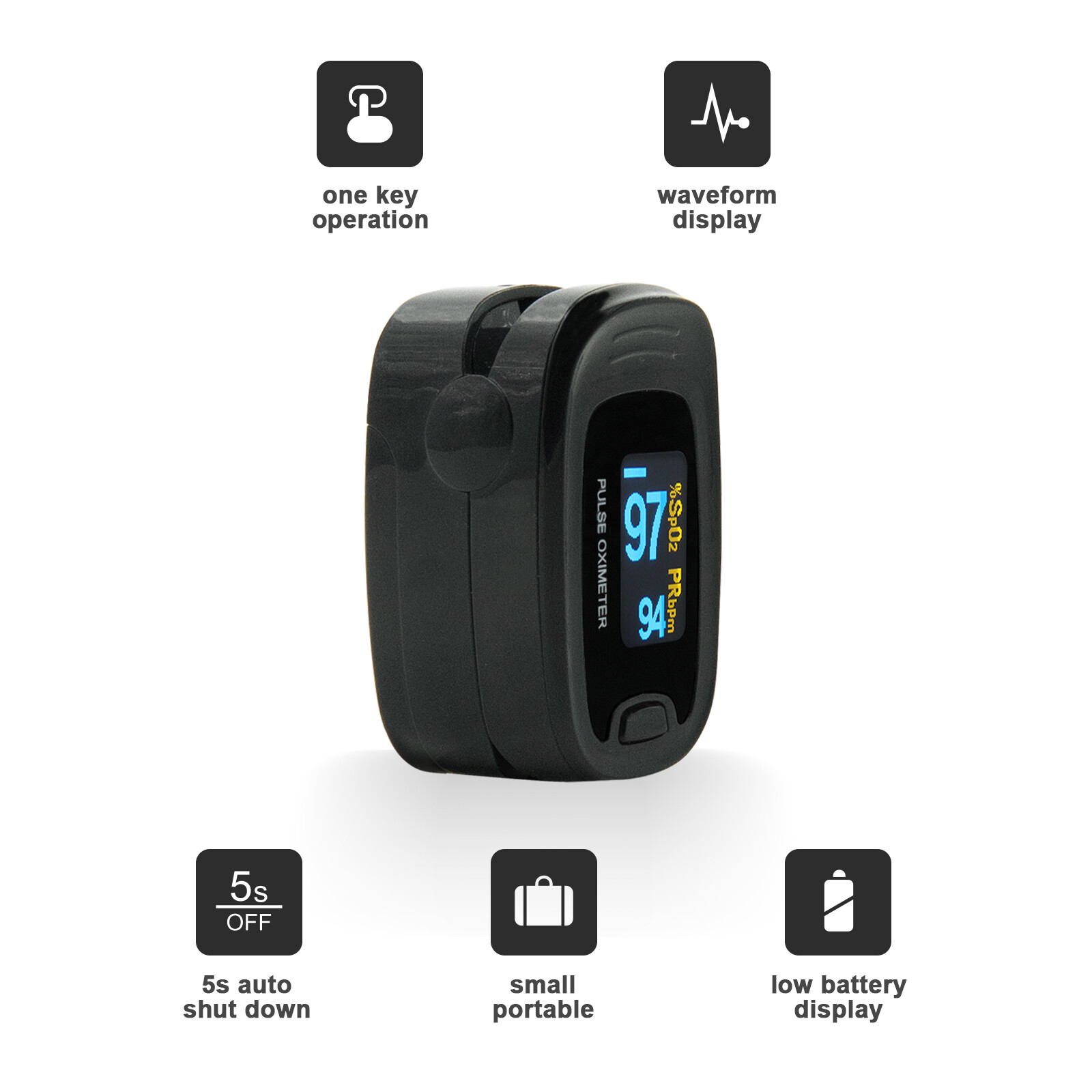 CONTEC Fingertip Pulse Oximeter,Blood Oxygen Spo2,Free Case,Lanyard,SPO2,PR USA