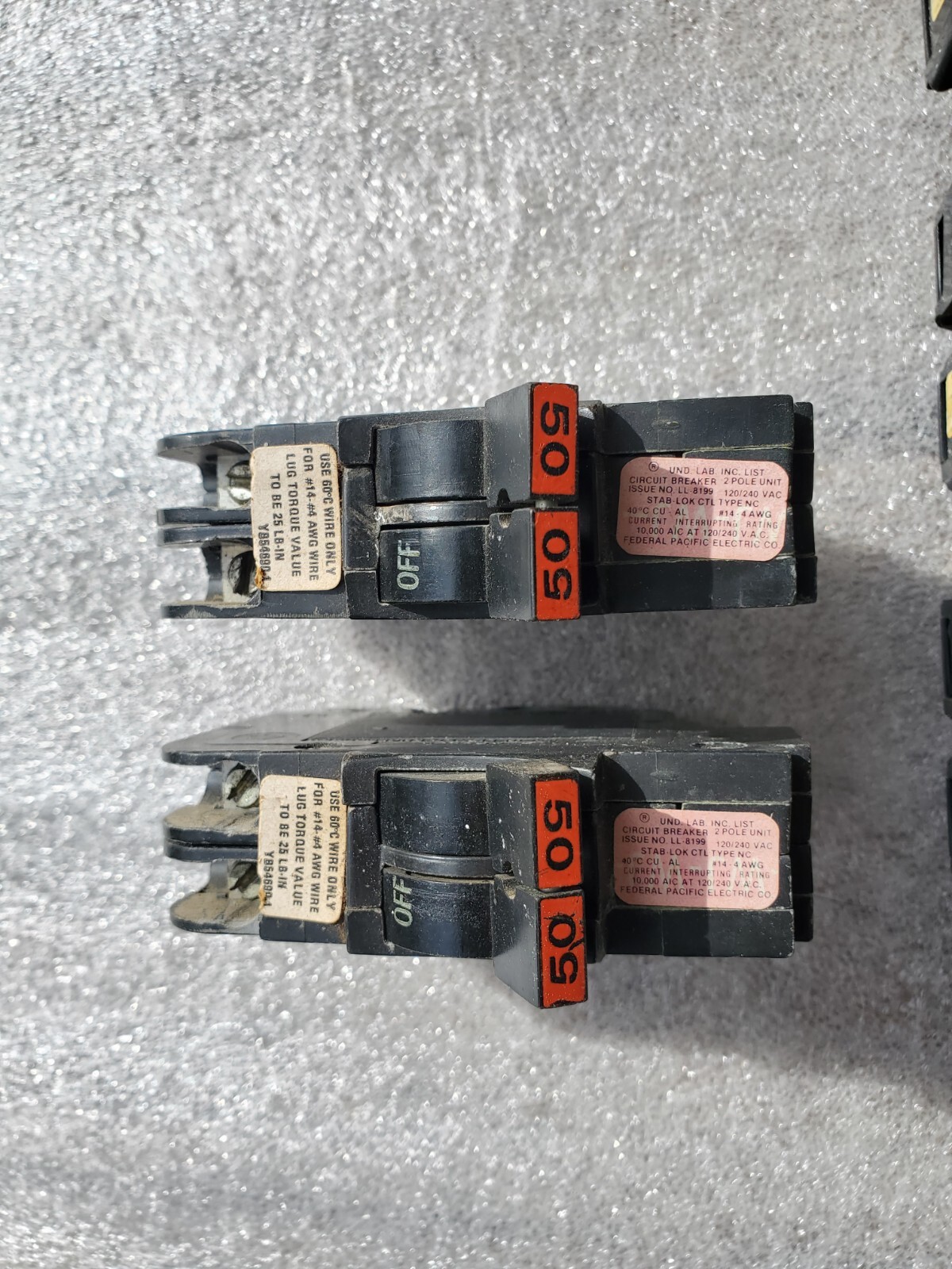 Lot of 20 Federal Pacific Electric Breakers Stab-Lok 50A 40A 30A 20A 15A