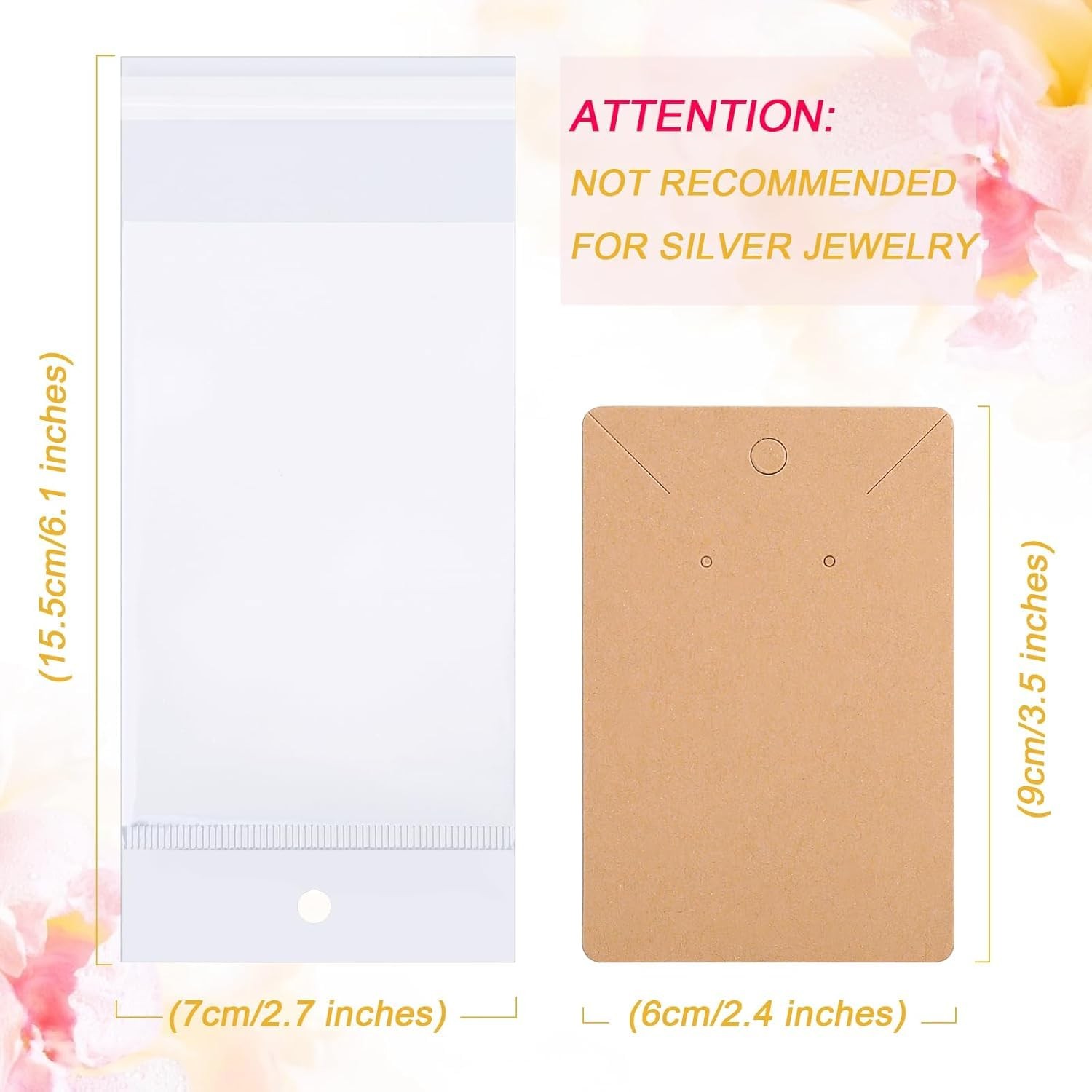 ovsor Works Great Earring Display Cards – 50 Count (Pack of 1), Brown